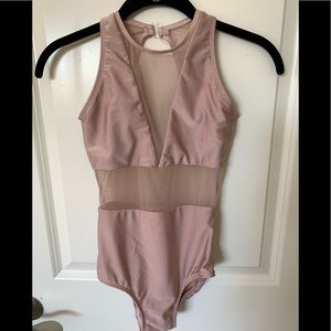 Mauve mesh dance leotard